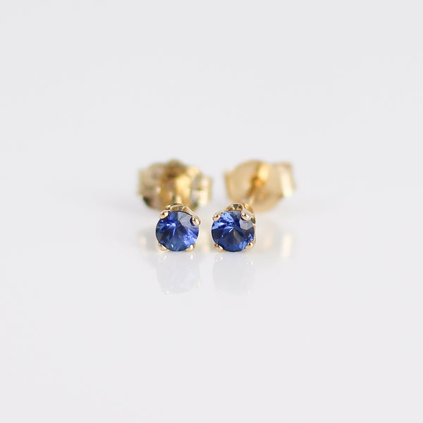 Round Blue Sapphire Stud Earrings