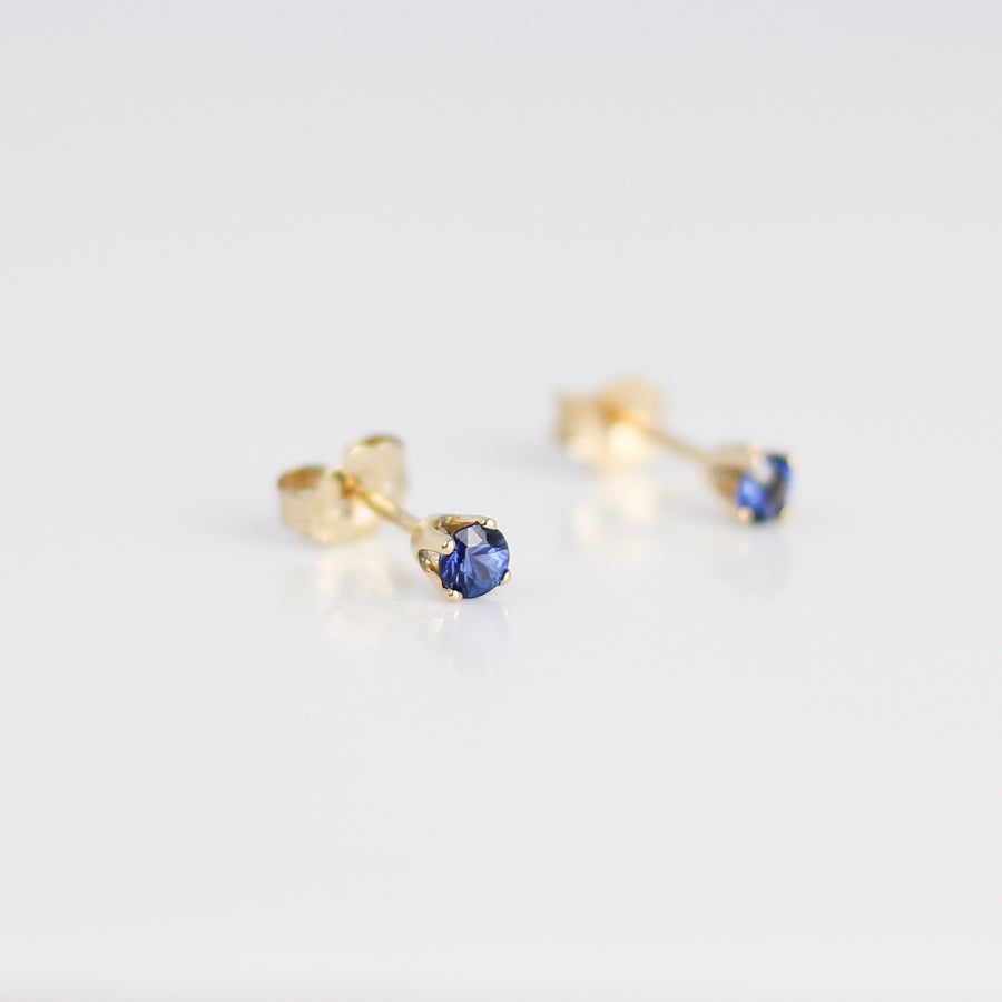 Round Blue Sapphire Stud Earrings