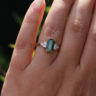 2.99ct Misceo Emerald Cut Green Sapphire Ring