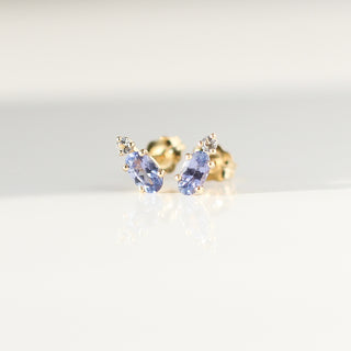 Purple Sapphire Oval Studs quarter view