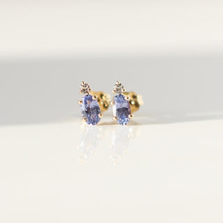 Purple Sapphire Oval Studs front view