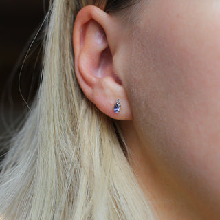 Purple Sapphire Oval Studs being won