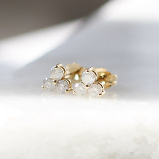 Cluster Diamond Stud Earrings quarter view