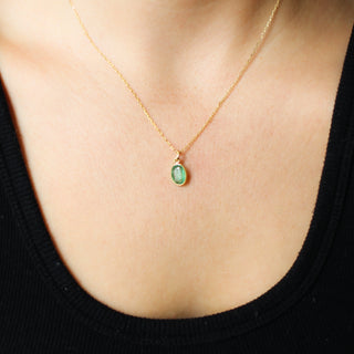 Large Emerald Bezel Charm being worn front view