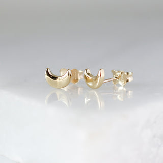 Moon Stud Earrings quarter side view

