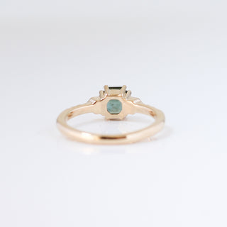 Cut Corner Rectangle Step Cut Green Sapphire Ring rear view