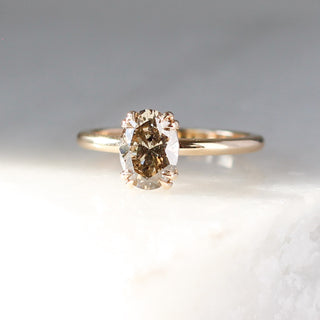 Oval Champagne Diamond Solitaire Ring
