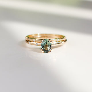 0.79ct Lira Mint Green Oval Sapphire Solitaire Ring