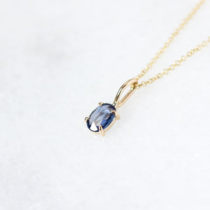 Oval Blue Sapphire Necklace side view