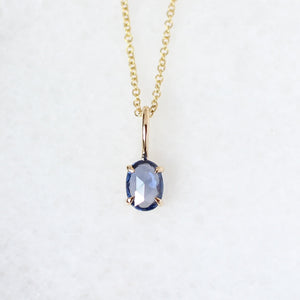Oval Blue Sapphire Necklace front view