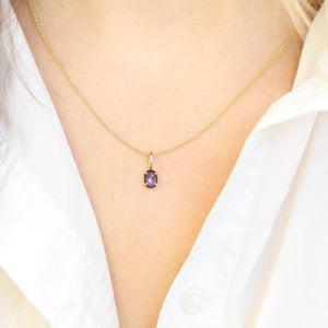 Oval Blue Sapphire Necklace on chain