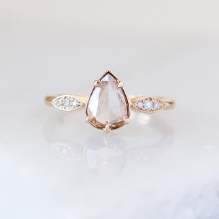  Pear Rose Cut Diamond Ring front view