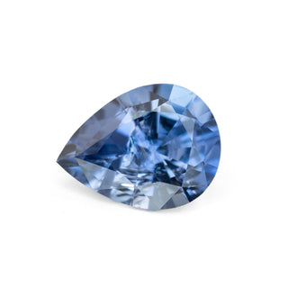 Pear cut blue sapphire on side