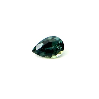 Pear cut teal green sapphire other side