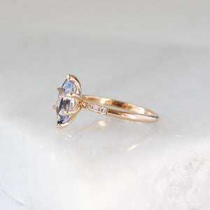 Marquise blue sapphire engagement ring side view