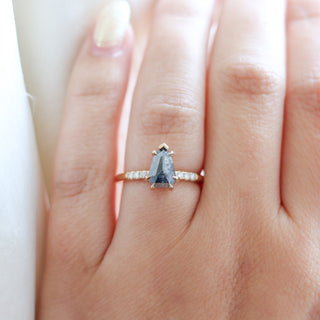 Shield Cut Salt And Pepper Diamond Ring on hand