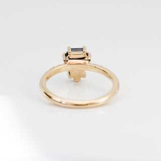 Shield Cut Salt And Pepper Diamond Ring rear view