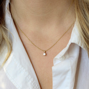 Round Lab Diamond Necklace on chain 