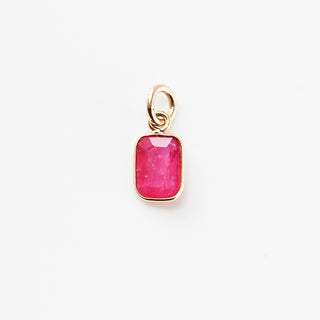 Small Ruby Bezel Charm detailed front view