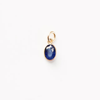 Blue Sapphire Bezel Charm detailed front view