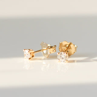 Round Diamond Stud Earrings side detail view