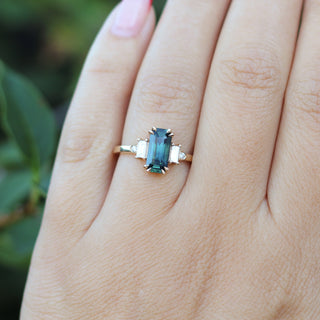 2.08ct Misceo Emerald Cut Teal Sapphire Ring