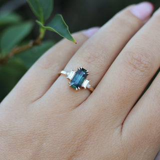 2.08ct Misceo Emerald Cut Teal Sapphire Ring