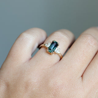 2.08ct Misceo Emerald Cut Teal Sapphire Ring