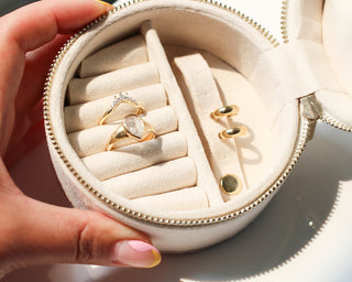 Travel Jewellery Case open view, being held