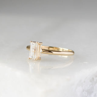 White sapphire ring side view