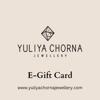 A digital e-gift card from Yuliya Chorna Jewellery, featuring the brand's diamond-shaped logo and website
