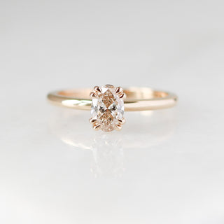 Yellow gold solitaire diamond ring front view