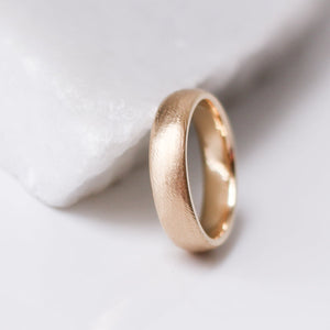 Classic Textured Ring in Yellow Gold profile view 