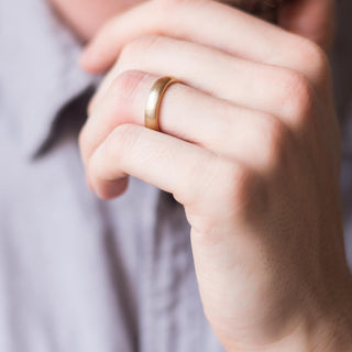 Classic Textured Ring in Yellow Gold on hand