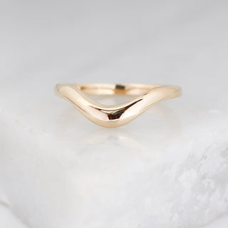 Large Wave Gold Wedding Band front view