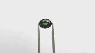 green oval cut sapphire in tongs video
