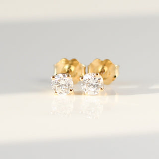 Round Diamond Stud Earrings front view