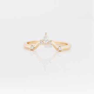 Yellow gold pointed contour band with white diamonds, front view