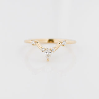 Yellow gold pointed contour band with white diamonds, front view