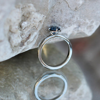 Round Montana Sapphire Ring Profile View