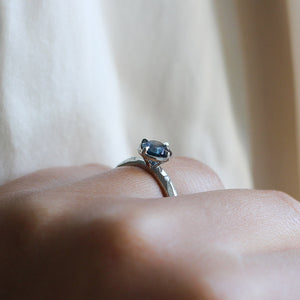 Round Montana Sapphire Ring On Hand Profile