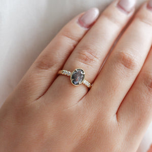 1.09ct Black Swan Oval Diamond Ring - ready to ship - Yuliya Chorna Jewellery