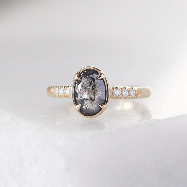 1.09ct Black Swan Oval Diamond Ring - ready to ship - Yuliya Chorna Jewellery