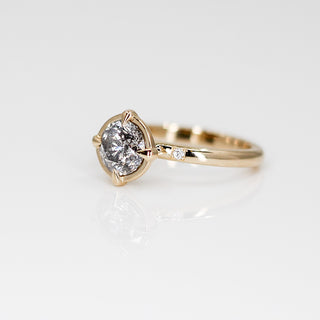 1.13ct Round Salt & Pepper Diamond Around The World Ring - ready to ship - Yuliya Chorna Jewellery