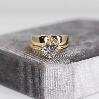 1.13ct Round Salt & Pepper Diamond Around The World Ring - ready to ship - Yuliya Chorna Jewellery