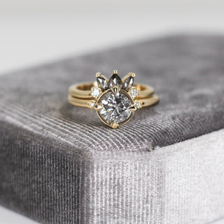 1.13ct Round Salt & Pepper Diamond Around The World Ring - ready to ship - Yuliya Chorna Jewellery