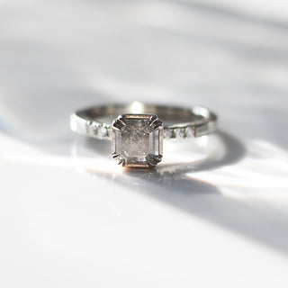 1.18ct Emerald Cut Salt & Pepper Diamond Ring - ready to ship - Yuliya Chorna Jewellery