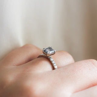 1.18ct Emerald Cut Salt & Pepper Diamond Ring - ready to ship - Yuliya Chorna Jewellery