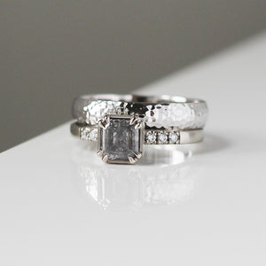 1.18ct Emerald Cut Salt & Pepper Diamond Ring - ready to ship - Yuliya Chorna Jewellery