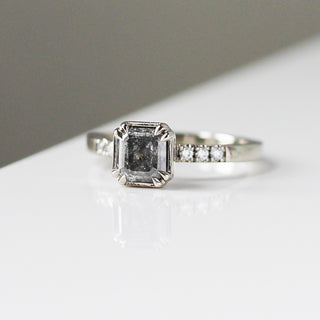 1.18ct Emerald Cut Salt & Pepper Diamond Ring - ready to ship - Yuliya Chorna Jewellery